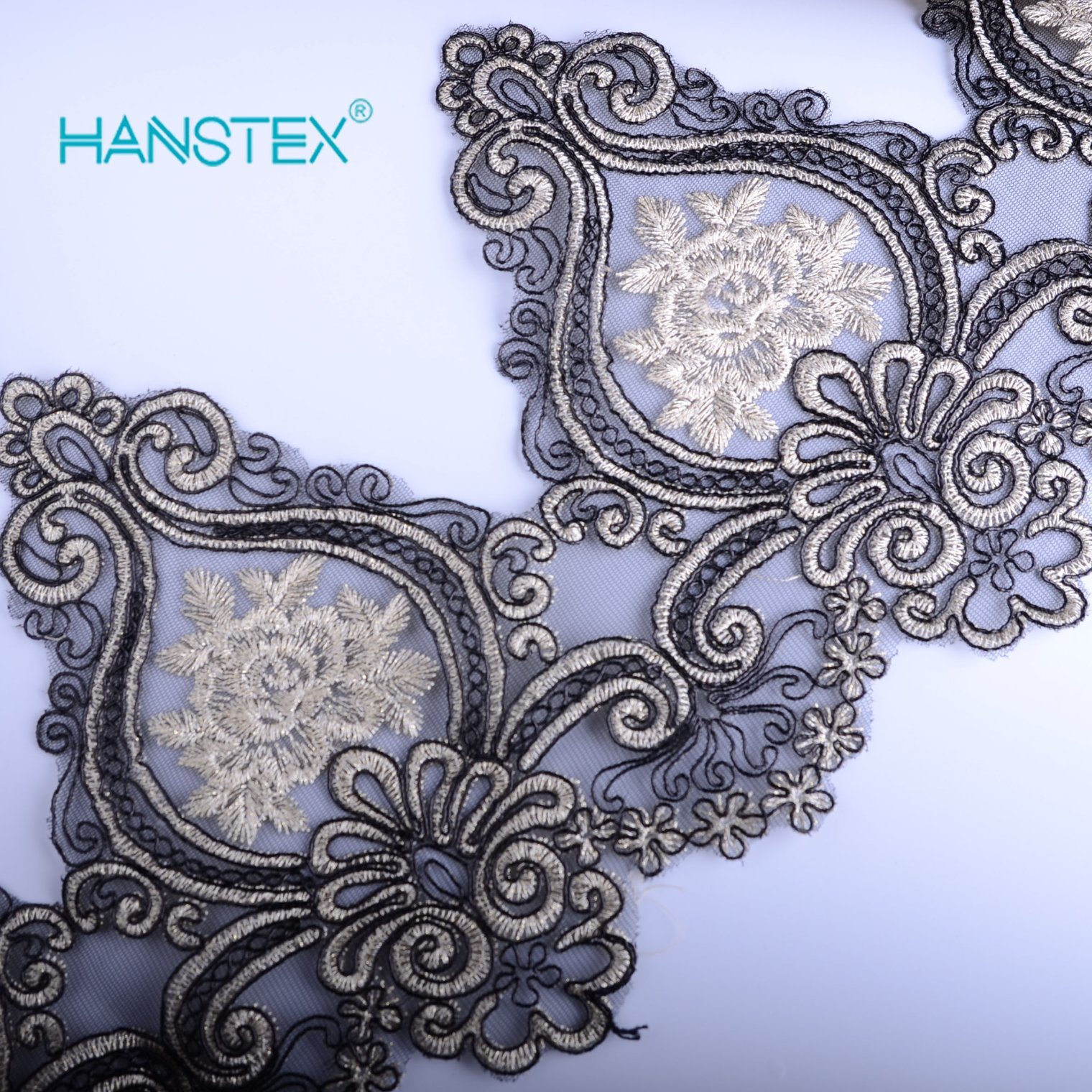 Hans Custom New Design Embroidery Lace on Organza
