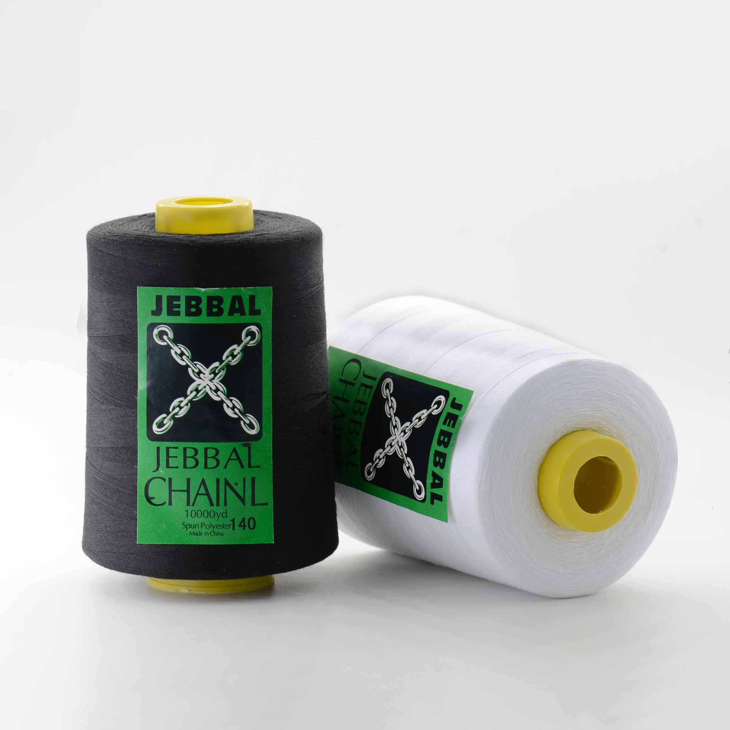 High Tenacity Eco-Friendly Dyeing Wholesale Tkt 140 50s/2 Jebbal Chain 100% Spun Polyester Sewing Thread 10000 Yds