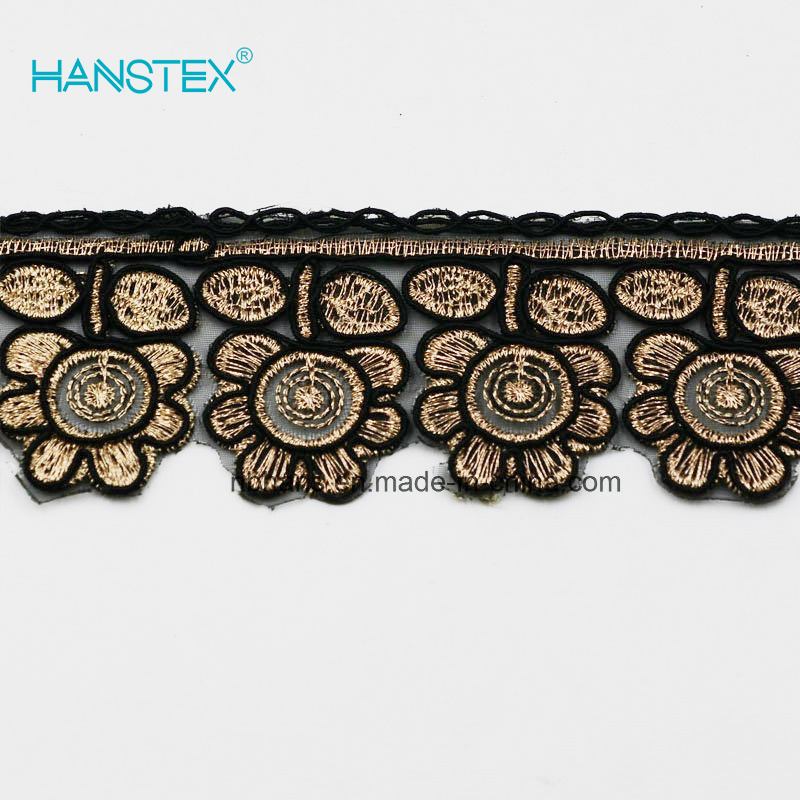 Hans Amazon Hot Sale New Design Embroidery Lace on Organza