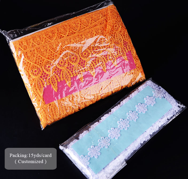 Hans Directly Sell Colorful Orange Lace Embroidery Fabric