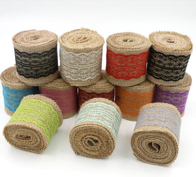 Hans Chinese Supplier Color Jute Lace Ribbon