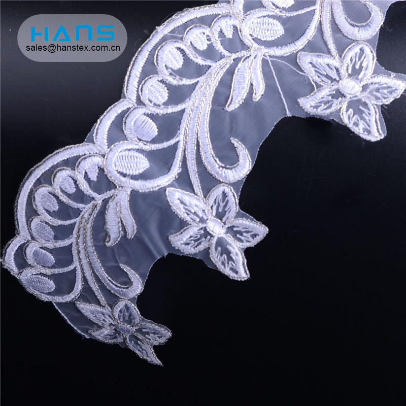 Hans Free Design Soft White Bridal Embroidered Tulle Lace Fabric